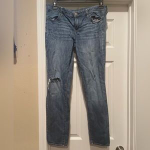 American Eagle Stretch Jeggings Distressed Size 14